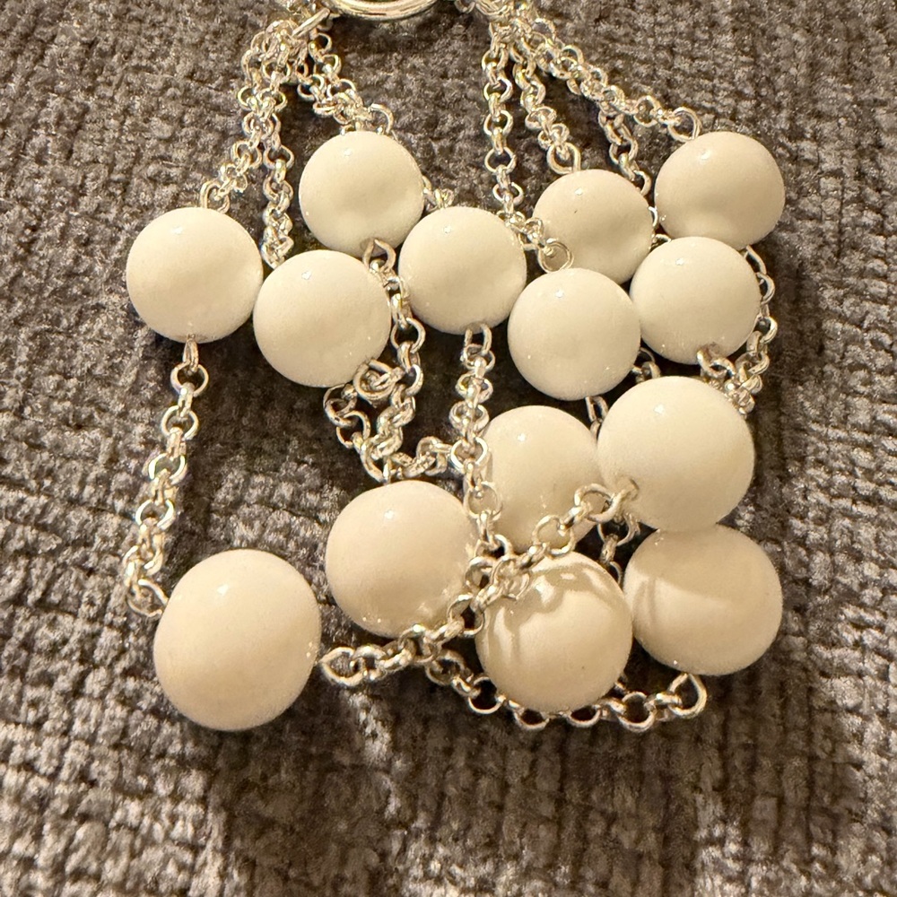 Multilayered Silver And White Beaded Bracelet - image 6